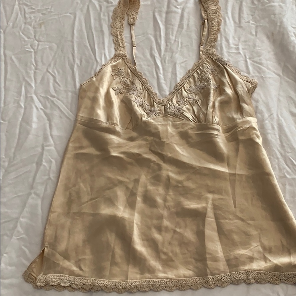 GOLD HAWK 8 100% silk & embroidery ivory nwot